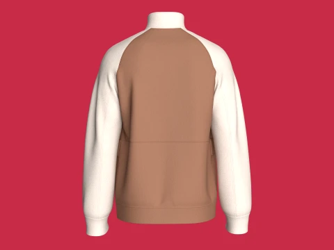 Kanguru Cepli Yarım Fermuarlı Erkek Reglan Ceket 3D Model