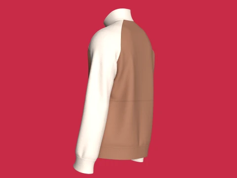 Kanguru Cepli Yarım Fermuarlı Erkek Reglan Ceket 3D Model