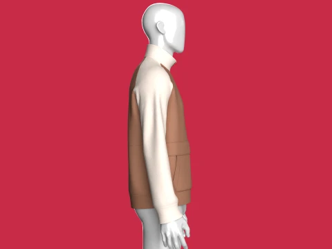 Kanguru Cepli Yarım Fermuarlı Erkek Reglan Ceket 3D Model