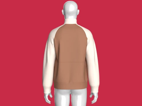 Kanguru Cepli Yarım Fermuarlı Erkek Reglan Ceket 3D Model