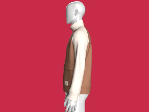 Kanguru Cepli Yarım Fermuarlı Erkek Reglan Ceket 3D Model