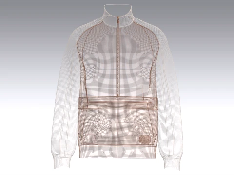 Kanguru Cepli Yarım Fermuarlı Erkek Reglan Ceket 3D Model
