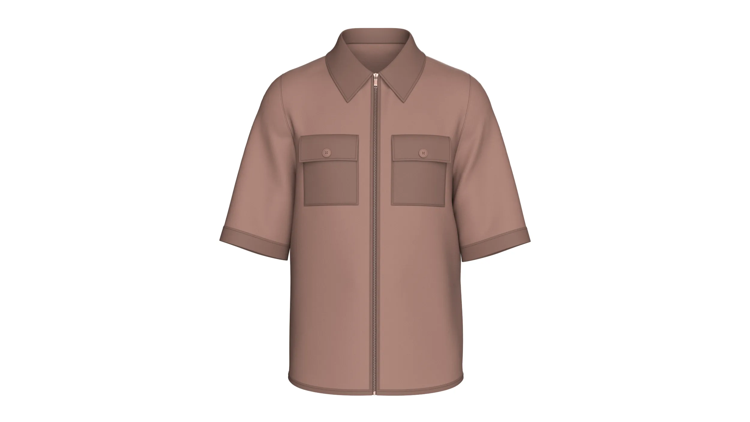 Men Short Sleeve Full-Zip Utility Shirt 3D Model .c4d .max .obj .3ds .fbx .stl .blend 