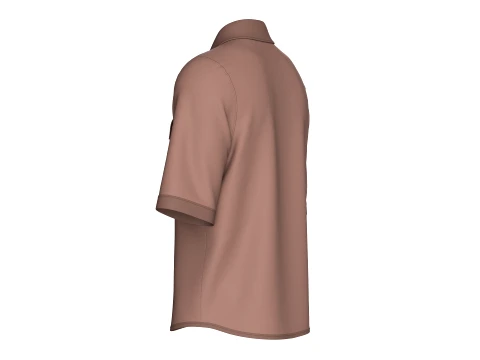 Men Short Sleeve Full-Zip Utility Shirt 3D Model