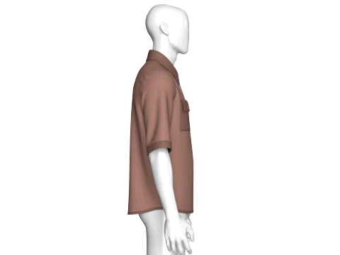 Men Short Sleeve Full-Zip Utility Shirt 3D Model