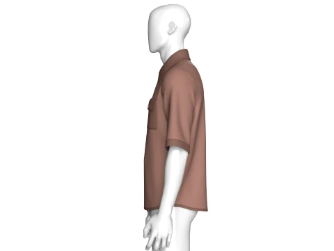 Men Short Sleeve Full-Zip Utility Shirt 3D Model