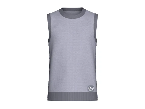 Men Sleeveless Side-Button Casual Sweater 3D Model