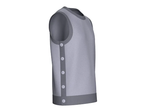 Men Sleeveless Side-Button Casual Sweater 3D Model