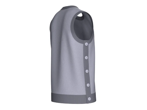 Men Sleeveless Side-Button Casual Sweater 3D Model