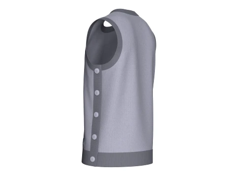 Men Sleeveless Side-Button Casual Sweater 3D Model