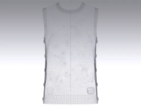 Men Sleeveless Side-Button Casual Sweater 3D Model