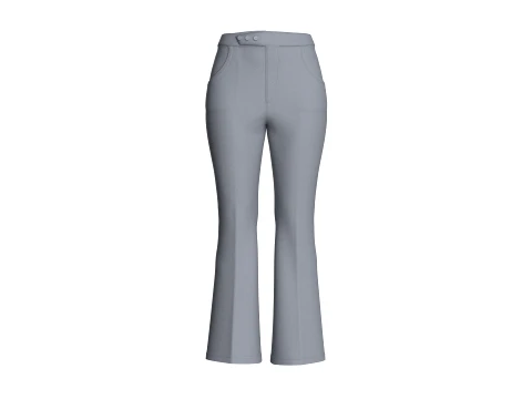 Girls High-Waisted Flare Pant 3D Model