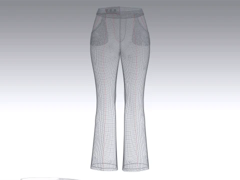 Girls High-Waisted Flare Pant 3D Model