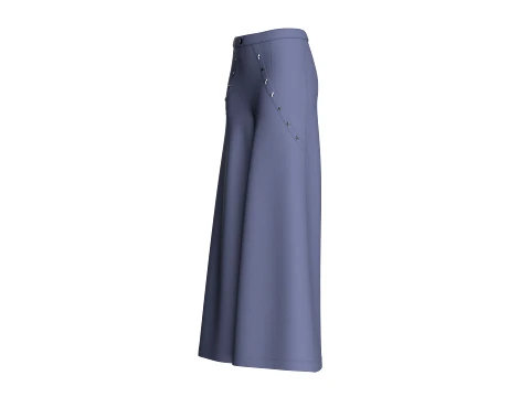 Girls Wide Leg Flare Pant 3D Model