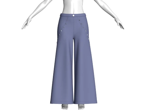 Girls Wide Leg Flare Pant 3D Model