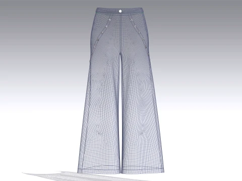 Girls Wide Leg Flare Pant 3D Model