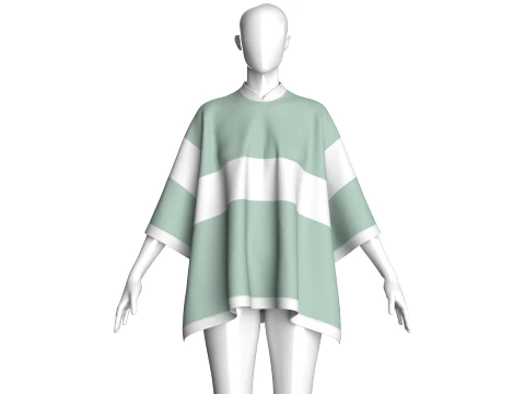 Girls Mandarin Collar Poncho 3D Model