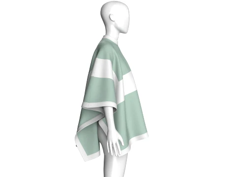 Girls Mandarin Collar Poncho 3D Model