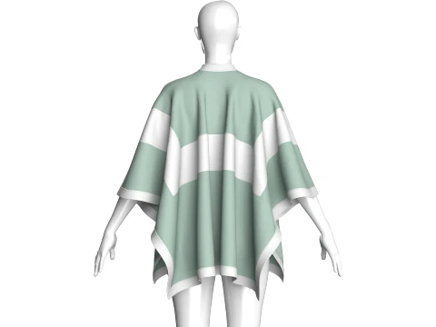 Girls Mandarin Collar Poncho 3D Model