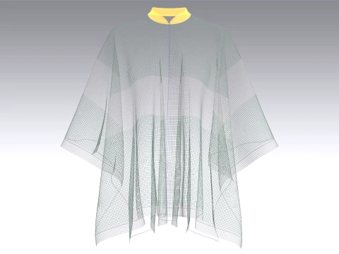 Girls Mandarin Collar Poncho 3D Model