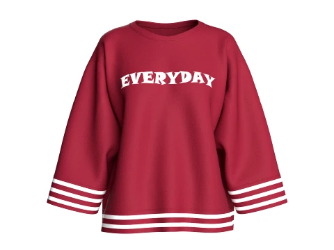 Girls Oversized Striped Crew-Neck Sweatshirt 3D Model
