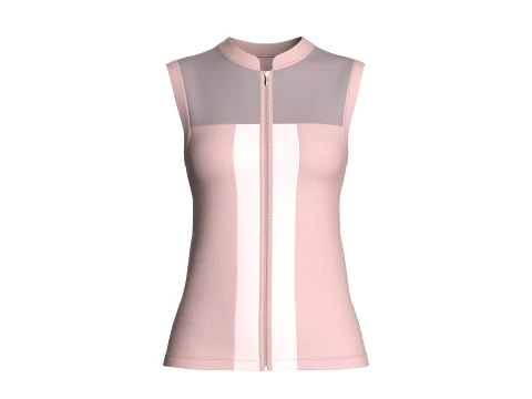 Girls Sleeveless Color Blocked Full-Zip Top 3D Model