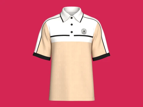 Men Color-Block Short Sleeve Polo Shirt 3D Model