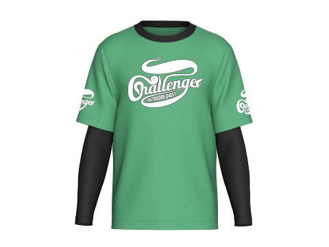 Men Double LayeredSleeve Printed T-Shirt 3D Model
