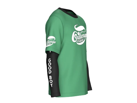 Men Double LayeredSleeve Printed T-Shirt 3D Model