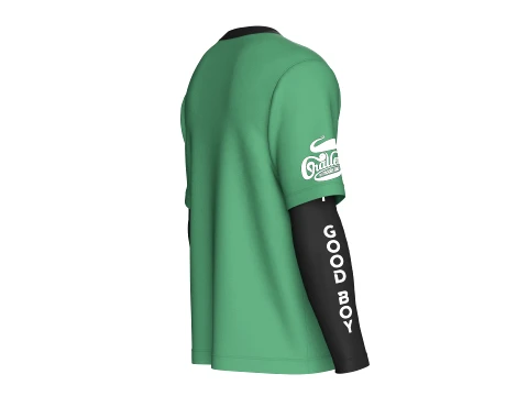 Men Double LayeredSleeve Printed T-Shirt 3D Model
