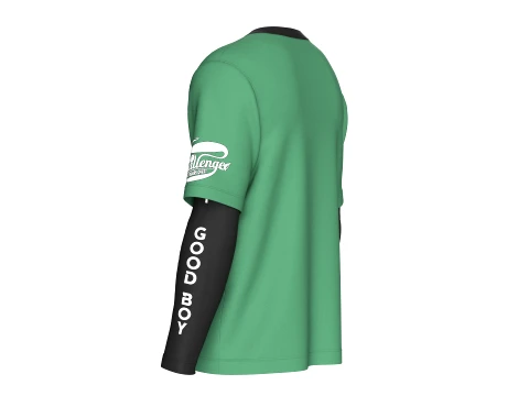 Men Double LayeredSleeve Printed T-Shirt 3D Model