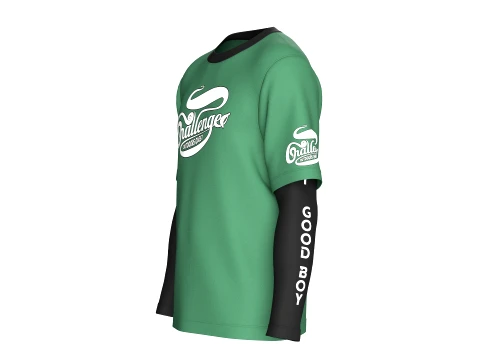 Men Double LayeredSleeve Printed T-Shirt 3D Model