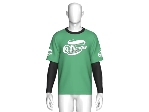 Men Double LayeredSleeve Printed T-Shirt 3D Model