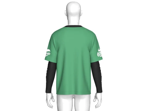 Men Double LayeredSleeve Printed T-Shirt 3D Model