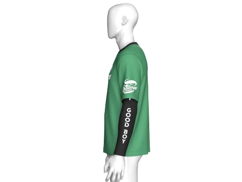 Men Double LayeredSleeve Printed T-Shirt 3D Model