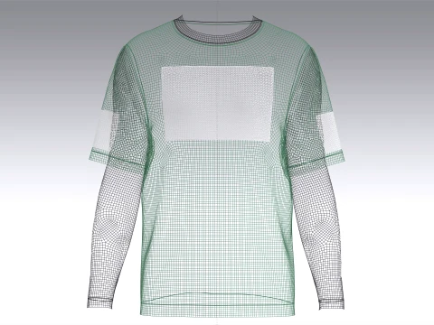 Men Double LayeredSleeve Printed T-Shirt 3D Model