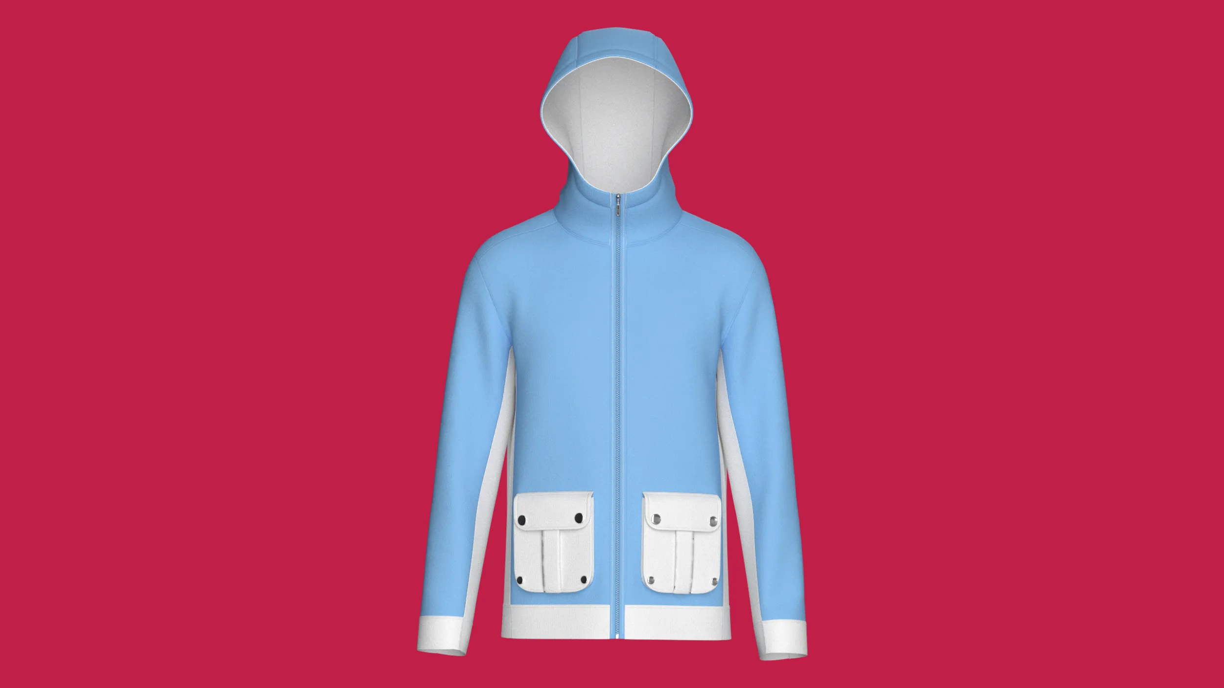 Men Full-Zip Hooded Jacket With Cargo Pocket 3D Model .c4d .max .obj .3ds .fbx .stl .blend