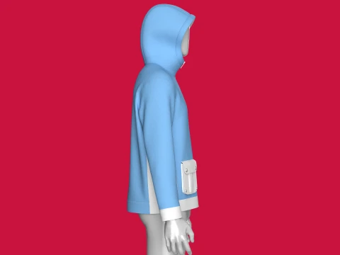 Men Full-Zip Hooded Jacket With Cargo Pocket 3D Model