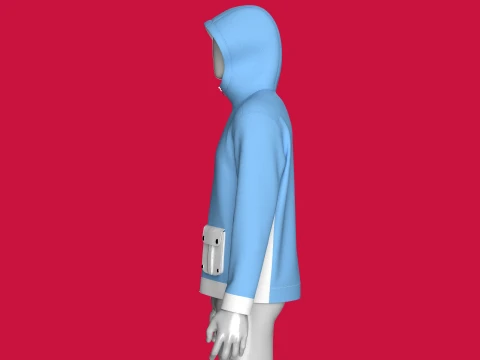 Men Full-Zip Hooded Jacket With Cargo Pocket 3D Model