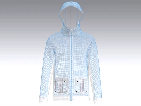 Men Full-Zip Hooded Jacket With Cargo Pocket 3D Model
