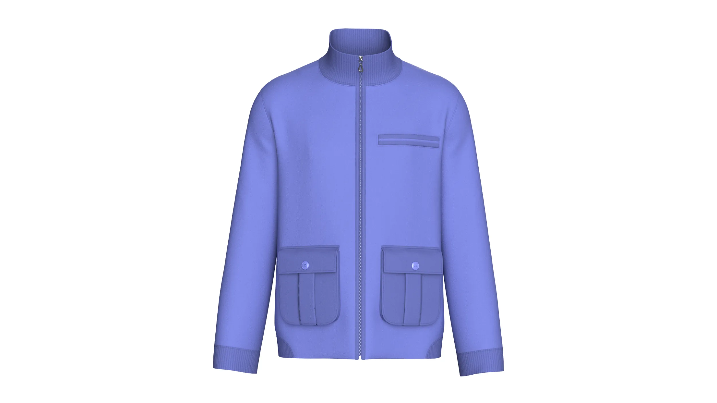 Men Full-Zip Jacket With Utility Cargo Pocket 3D Model .c4d .max .obj .3ds .fbx .stl .blend