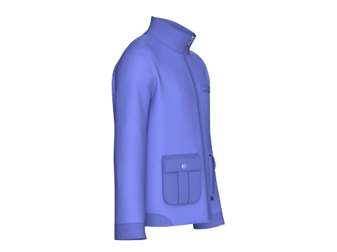 Men Full-Zip Jacket With Utility Cargo Pocket 3D Model