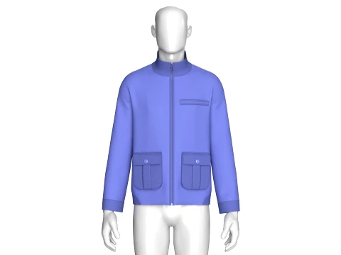 Men Full-Zip Jacket With Utility Cargo Pocket 3D Model