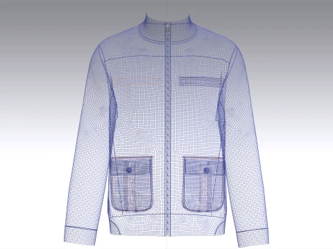 Men Full-Zip Jacket With Utility Cargo Pocket 3D Model