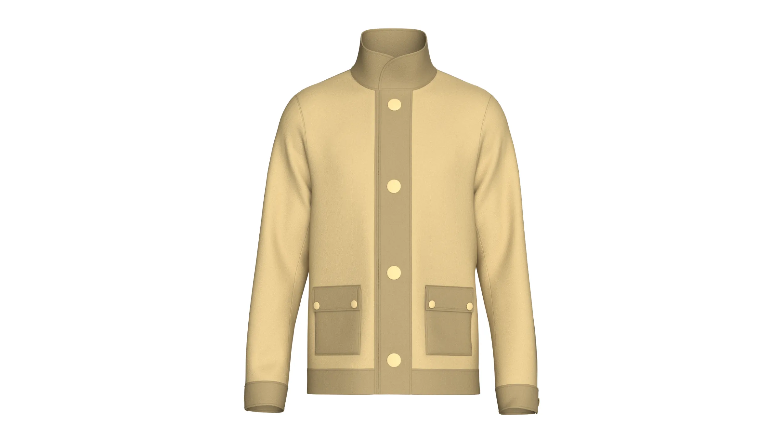 Men Two Tone Utility Button-Up Jacket 3D Model .c4d .max .obj .3ds .fbx .stl .blend