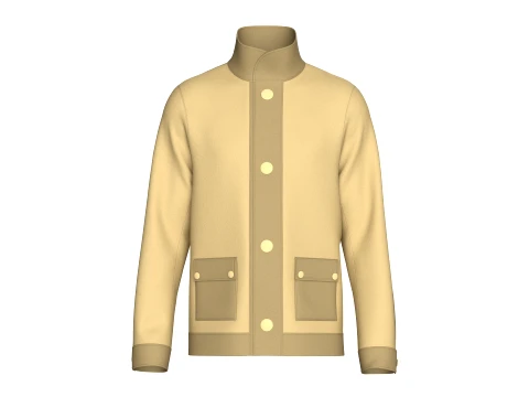 Men Two Tone Utility Button-Up Jacket 3D Model
