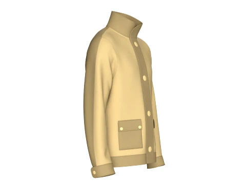 Men Two Tone Utility Button-Up Jacket 3D Model