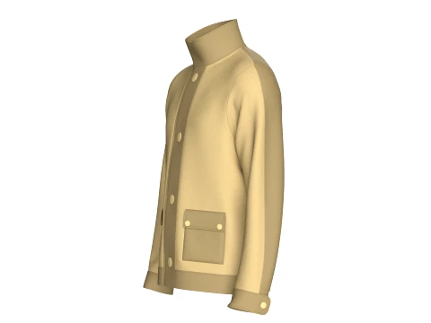 Men Two Tone Utility Button-Up Jacket 3D Model