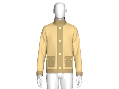 Men Two Tone Utility Button-Up Jacket 3D Model