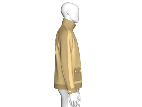 Men Two Tone Utility Button-Up Jacket 3D Model